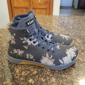 Navy Floral Gum Bottom High Top Trainers